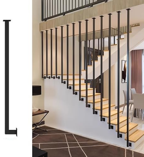 Ringhiera universale per scale piatte e inclinate, colori personalizzabili, ringhiera in metallo per casa/hotel/loft/villa/ufficio (nero, 60 cm)