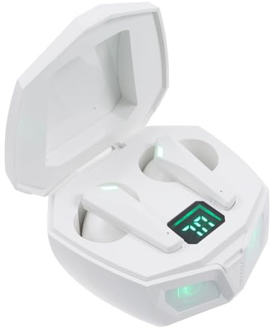 GARIOUANS Casque sans Fil Intra-auriculaire pour Jeux Vidéo, Modèle Neuf, Double Mode, Micro Intégré, Connectivité Automatique, Blanc, Gaming et Télétravail