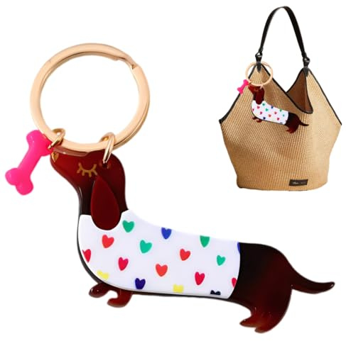 ZORVUJI Dackel Schlüsselanhänger für Damen coole Geschenke Dackel Anhänger als Hund Deko Accessoires für Frauen Dachshund
