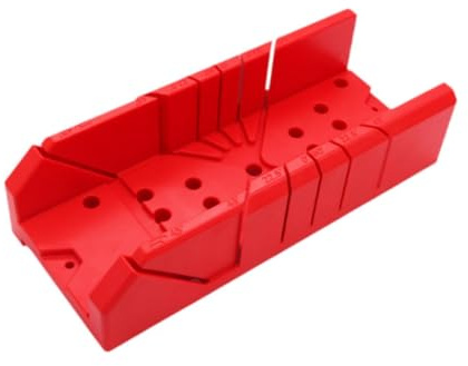 Caja de inglete para sierra de carpintería, ranura de guía de corte angular, caja de sujeción de sierra de mano con varilla para jardinería en el hogar al aire libre, negro, 12.5 a 12 pulgadas, rojo