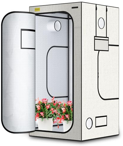 KAVUNION Growzelt 100x100x200cm, 600D Oxford Grow Zelt mit reflektierender Polyesterfolie 22mm Stahlrohre Belüftungsöffnungen und Sichtfenster, zuchtzelte für hydrokulturen Gewächshaus und Innengarten
