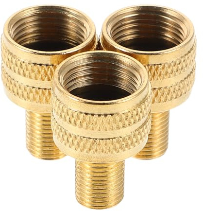 Amosfun Adaptador de Aire para Neumáticos de Cobre Dorado 3piezas 8v1 | 12v1 Rosca Interna, 8mm Exterior y 12mm Interior, Adaptador de Grifo a Manguera