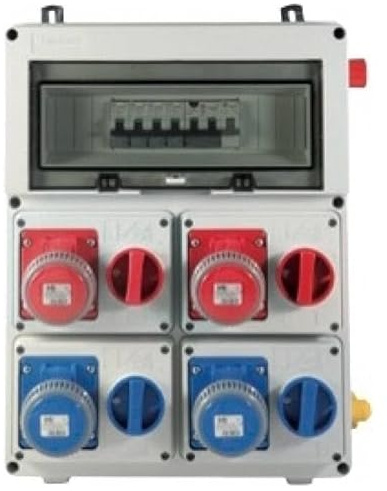 Quadro Elettrico Generale 380V VB - 2 Prese Monofase 16A + Prese Trifase 16A e 32A IP67 Interbloccate - Protezioni Magnetotermiche - 18 kW (380V CON PRESA 32A)