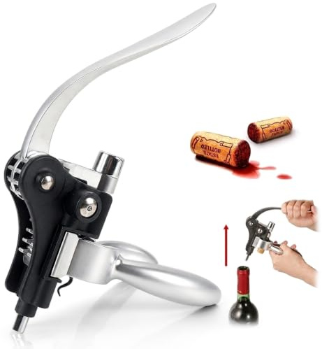 BRIOTA Wine Bottle Opener, Rabbit Lever, Non-Stick Spiral for Home Bar | Strong Zinc Alloy & ABS Build, Easy-Pull Cork Removal, Compact 15x13cm Size, for Parties & Hospitality