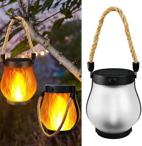 Solar Laterne für Außen,Solarlaterne mit Flammeneffekt,1500 mAh,Wiederaufladbar,IPX4 Lampions Solar Outdoor für Garten, Terrasse, Außenbereich, Balkon (1-Pcs)