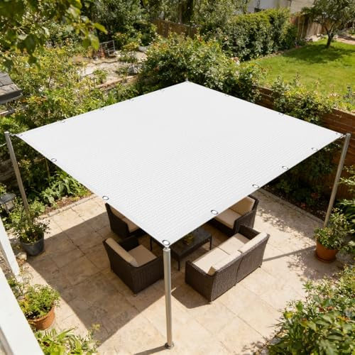Voile d'ombrage 90 x 100 cm 95% Anti-UV Filet Dombrage Rectangle Coupe-Vent - Perméable à l'eau pour Potager, Serre, Balcon, Terrasse, Pergola, Patio, Blanc