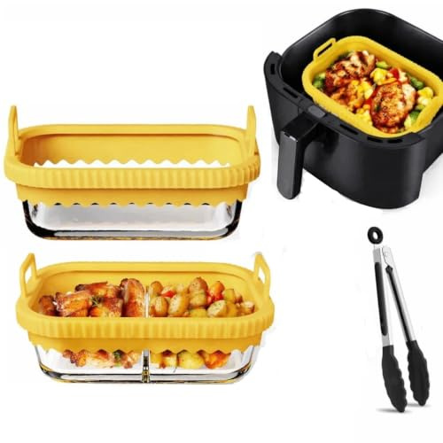 Fuente y Cazuela Air Fryer Vidrio Borosilicato Set 2 Uds Asas Silicona