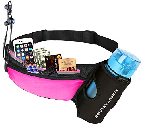 Laufgürtel für Handy mit Flaschenhalter Sport Bauchtasche für Damen Herren | Große Kapazität Running Belt mit Reflexstreifen, Handytasche Joggen Laufen Marathon Zubehör, Schweiß-und Kratzfest