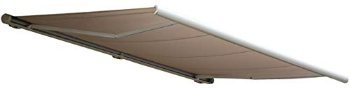 Mendler Kassettenmarkise T124 5x3m - Polyester Sand | Elektrische Markise, Vollkassette