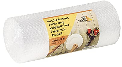 BOXPACKING | Luftpolsterfolie Rolle | Polsterfolie 40 cm x 10 m | Noppenfolie Ø 10 mm (ca. 40 g/m²) | Bubble Wrap | Verpackungsmaterial: Luftpolsterfolien | Für Versand, Umzug, fragile Waren, Bilder