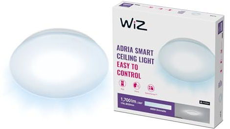 WiZ – Lámpara inteligente Plafón de techo Adria LED 17W, Luz Blanca Fría 4000k,Wi-Fi, con tecnología SpaceSense y compatible con Alexa y Google Home, 32cm diámetro