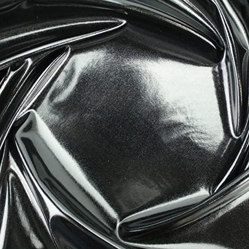 TELA DE CHAROL LISO CON SOPORTE DE POLIÉSTER ANCHO 150cm (NEGRO, 1 METRO)