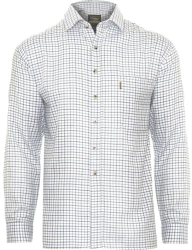 Champion Tattersall Country Casual Style Shirt-Blue-Large-Max 47'',120cm, (2320)
