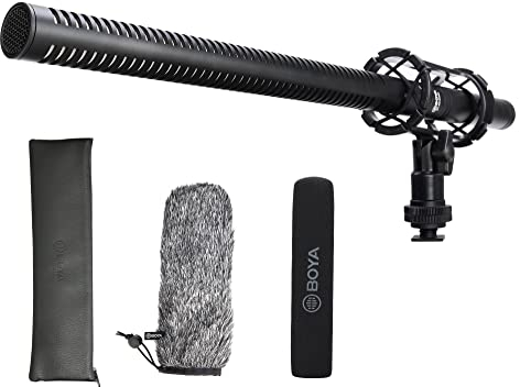 BOYA BY-BM6060L Kondensatormikrofon mit Windschutzscheiben- toßdämpferhalterung für Canon Nikon Sony Kamera für Interviews, Vlog, Streaming, Facebook, YouTube, Tiktok