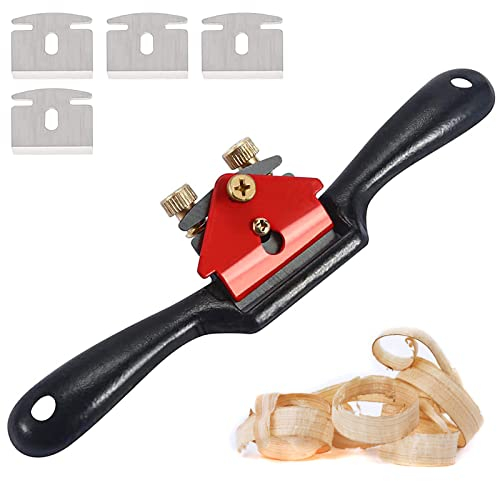 FORYNXHWIN Schweifhobel, 210 mm Verstellbarer Speichenhobel, Manuelles Hobelwerkzeug, Kantenhobel für Holz Handhobel Speichenhobel mit 4 Ersatzklingen