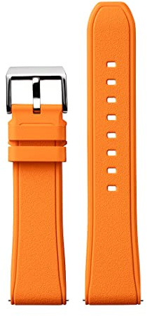 Stailer Uhrenarmband 22mm orange, aus Kautschuk, Ersatzarmband in 22 mm, Rubber Armband mit Edelstahl Metall Schließe für Herren und Damen Wasserdicht Sport