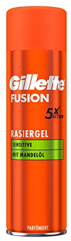 Gillette Fusion Bartpflege Rasiergel Männer (200 ml), mit Mandelöl, für empfindliche Haut, mit 5-Fach-Wirkung: Reinigt, spendet Feuchtigkeit, schützt, erfrischt und beruhigt, Geschenk für Männer