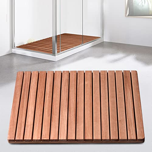 Zhaomi Tapis de Bain en Bois Massif Naturel,Caillebotis de Douche Bois,Baignoire Antidérapant,Salle ?de Bain Tapis de Bain,Tapis de Sol à Lattes,en Décor Extérieur Intérieur (80x40cm/31x15.7in)