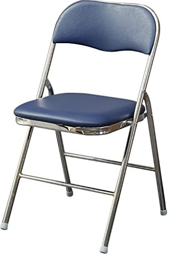 YHRJ Klapp Besucherstuhl Leichter Freizeit-Klappstuhl für den Haushalt, Einfacher Studier-Computerstuhl, Bequemer Rückenstuhl, Belastung 150 kg (Color : Blau, S : 46 * 50 * 81cm)