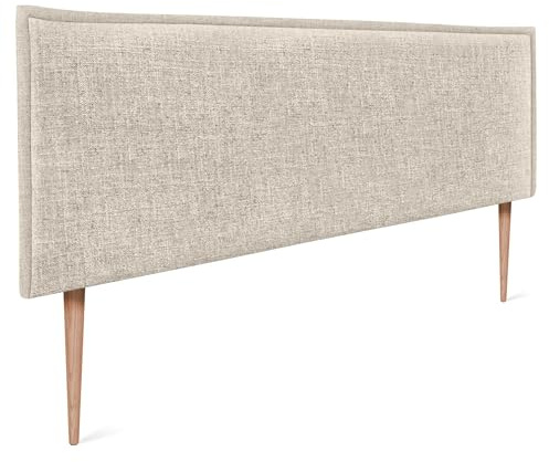 DHOME Kopfteil aus natürlichem Leinen einfarbig mit Paspelierung für Bett Schlafzimmer modernes Top Trend (Beige, 160x105cm Mit Füßen (Betten 150/160))