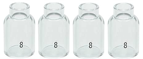 RIVERWELD TIG Quarz-Düse Klarglasbecher 53N61S 8# 12,5 mm 4 Stück | 53NQ61S 1/2 für SR WP 9 17 18 20 25 26 WIG-Schweißbrenner