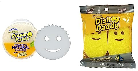 Scrub Daddy Power Paste, All Purpose Cleaning Product - Cleaner for Oven, Glass, Kitchen, Shower Door Screen, Hob, Tile, Stove & Dish Daddy Dish Wand Replacement Head Refill