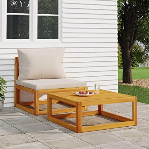 ZEYUAN 2-TLG. Garten-Sofa-Set mit Kissen Massivholz Akazie, Gartensofa, Loungemöbel, Balkonmöbel, Outdoor Sofa, Balkon Sofa, Balkon Lounge, Sitzecke Balkon - 360011