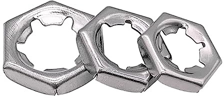 Tight Nuts Self-Locking Counter Nuts for Metric Thread (6 Locking Teeth) Stainless Steel 50 Pieces M6 M8 M10 M12 M14