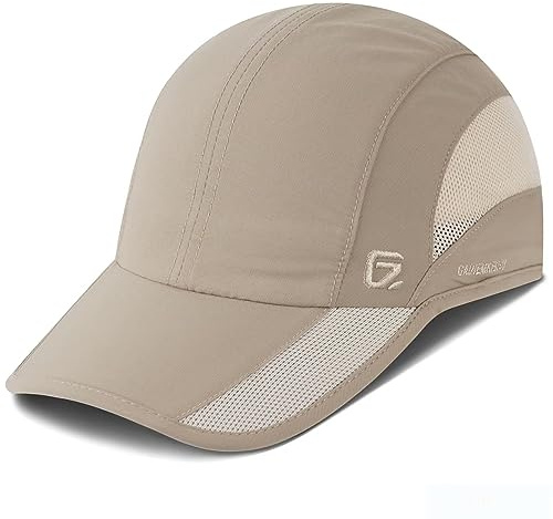GADIEMKENSD Quick Dry Sports Hat Lightweight Breathable Baseball Caps UPF50+ Soft Outdoor Run Cap Pale Khaki