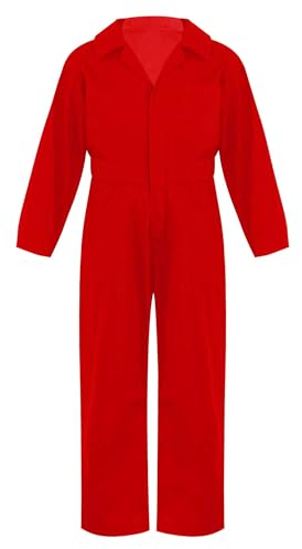 Jugaoge Unisex Kinder Arbeitsoverall Mädchen Jungen Arbeitskleidung Baumwolle Overall Arbeitsanzug Schutzanzug Coverall Halloween Outfits Rot 170-176