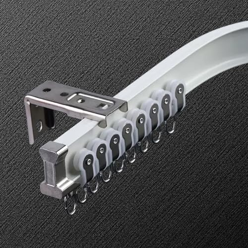 Biegsame Decke Gebogene Vorhangschiene, Flexible Decken Vorhang Halterung, Gardinenstange Aus Aluminium, Schiene Mit Metall Vorhang Haken, In U-förmigen Fenstern (Color : White, Size : 2.5m)