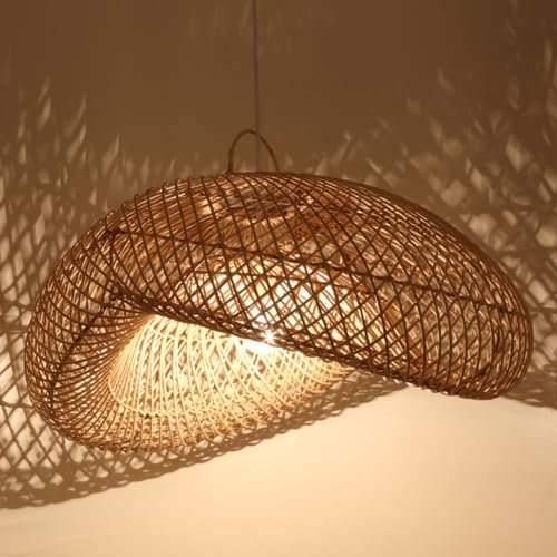 Casa Moro Rattan Lampe LUNA L aus Natur Rattan & Eisen handgefertigte Boho Chic Pendelleuchte moderne Hängelampe LP007-L