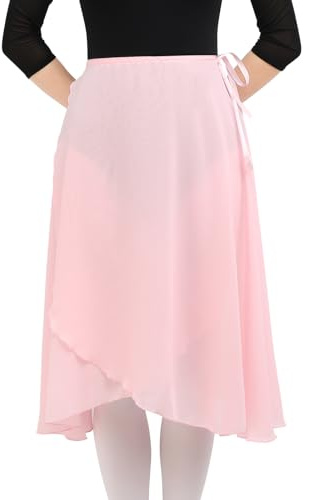 Bezioner Long Ballet Skirt for Women Sheer Dance Wrap Skirt Dancewear for Adult Pink