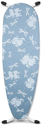 Duwee Bügelbrett mit hitzebeständigem Bezug und dicker Filzauflage, höhenverstellbar, kompaktes Bügelbrett, schwere stabile Beine, 122 x 38 cm