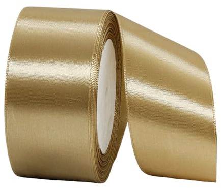 Satinband Champagner 40mm Breit Geschenkband Satin,22m Satinbänder Champagner Dick Schleifenband Dekoband Seidenband Geschenkverpackung Stoffband Geschenkbänder für Dekorieren Basteln Kleid Hochzeit