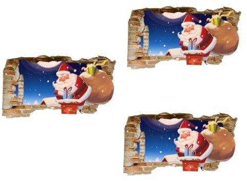 ABOOFAN 3 Bögen 3d Weihnachtsmann-aufkleber Weihnachtsdekoration Zum Aufhängen Für Kinderzimmer Und Wohnzimmer