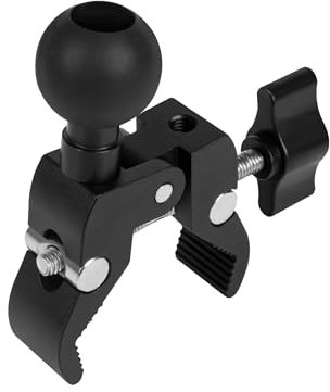 Nilkatss Base de abrazadera de aleación Al para manillar con bola de 1 pulgada para rieles de 0.5 a 1.75 pulgadas de diámetro, garra versátil compatible con soportes RAM tamaño B, brazo de doble