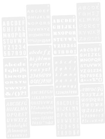 ULDIGI 12blätter Schablone Für Buchstaben Kunststoff-malschablonen Schablonen Zum Bemalen Bastelplastik Für Alphabet-wandkunst Zahlenschablonen Für Malerei