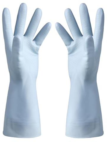 Fuerdich Guantes para lavar platos, guantes para lavar reutilizables, guantes de limpieza, guantes para el hogar, guantes de cocina, mangas largas, látex grueso, limpieza, lavado, trabajo, (M)