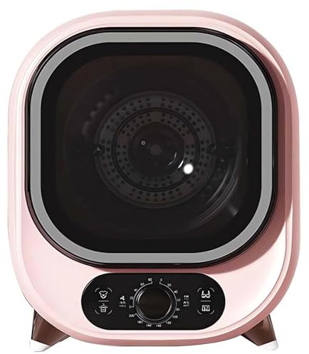 TRTDYFKH Asciugatrice a condensazione Portatile 0-200 Minuti Aria Calda e Fredda Asciugatura 3D Asciugatrice a sfiato da 5 kg 35 Db Silenziosa Perfetta for l'uso sul bancone o a Parete(Pink)