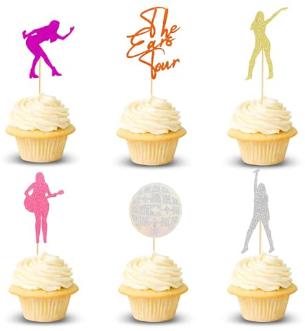 Arthsdite 24pcs Music Singer Cupcake Toppers Popular Singer Cupcake Pick Decorations for Love Theme Party Birthday Decoration Supplies