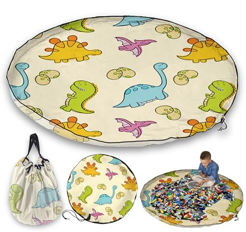 JJ PRIME - Grand sac de rangement pour jouets | Tapis de jeu pliable | Sac dinosaure avec cordon de serrage | Idées de rangement