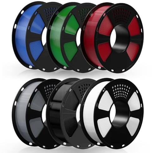 GEEETECH PETG Filament,6 Rollen (Schwarz+Weiß+Grau+Rot+Grün+Blau) 6 x1KG