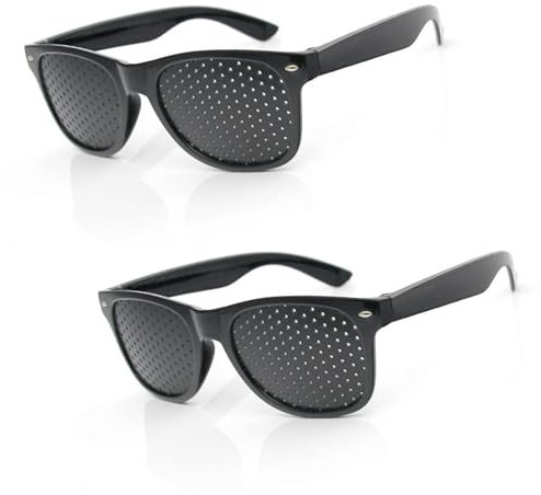 2 Stück Rasterbrille Augentraining,Pinhole Glasses mit faltbaren Bügeln,Original Lochbrille für Entspannung,Sehvermögen,Verbesserung,Ideal für Gitterbrille für Augenentspannung im Alltag(Schwarz)