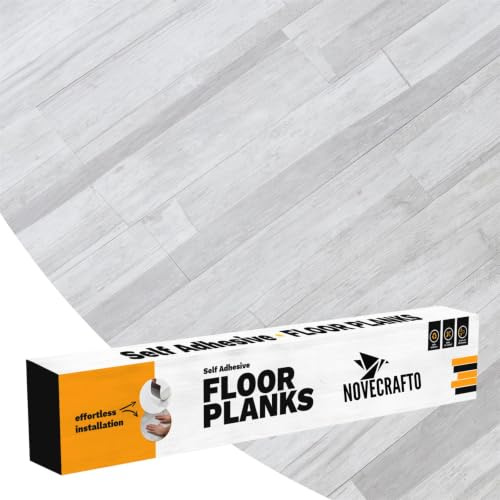 Self Adhesive Floor Planks - 10 Pack Cover 14.96 sq ft / 1.39 sqm - Vinyl Flooring Set - Peel and Stick Tiles - 36x5.98 in (91.4x15.2cm) - Vinyl Floor Tiles - Light Grey Ash Breeze Wood Effect