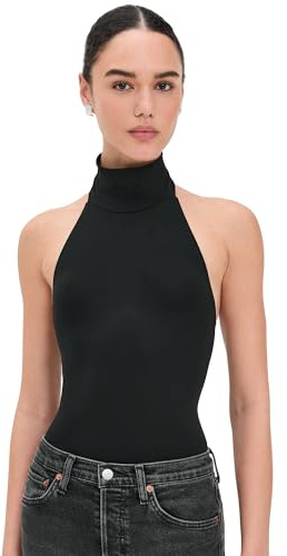 commando Women's Ballet Turtleneck Halter Thong Bodysuit, Black, One Size