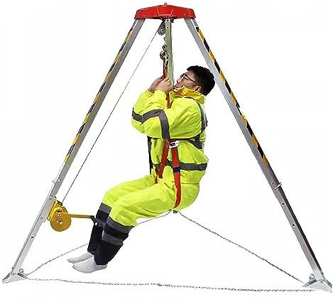 Confined Space Rescue Tripod Kit, 1200 lbs/1800 lbs/2600 lbs Winch Fall Arrest System, Emergency Rescue System, for Basement/Sewer/Flue, Heavy Duty Aluminum Alloy (Size: