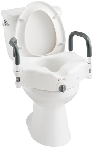 5 Toilet Seat Riser Supports 300lbs Raised Toilet Seat with Removable Padded Arms for Seniors, Pregnant, Handicap(N1FYT14)