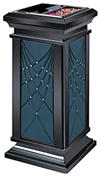 CAFIEDR Cubo de Basura de Acero Inoxidable Cepillado con cenicero, Cubo de Basura Industrial, Cubo de Basura para Interiores y Exteriores, Cubo de Basura Comercial para(A)