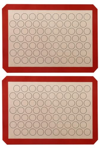 Kueohse 2 Tapis de Cuisson en Silicone pour Macarons – pour Moules à Pâtisserie – Fabrication de Macarons/Pâtisseries/ – Antiadhésif de Qualité Professionnelle, Facile à Utiliser (Rouge)